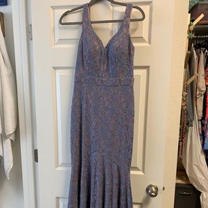 Formal lace slate blue dress